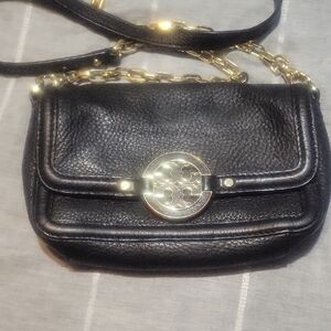 Tory Burch Black Crossbody Bag with Gold Chain